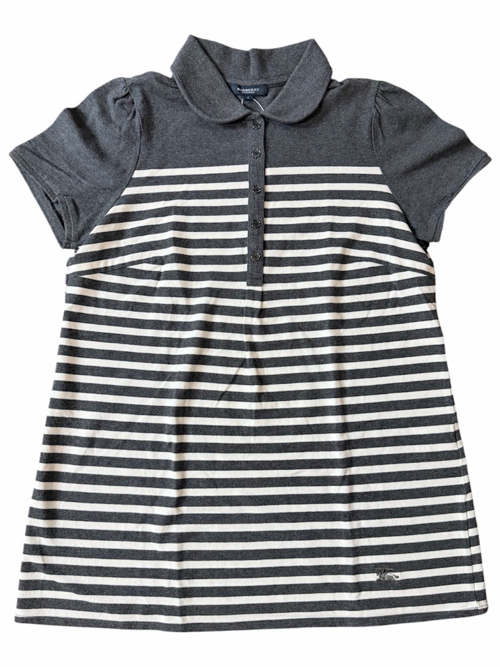 Burberry Black & White Striped Polo Tee
